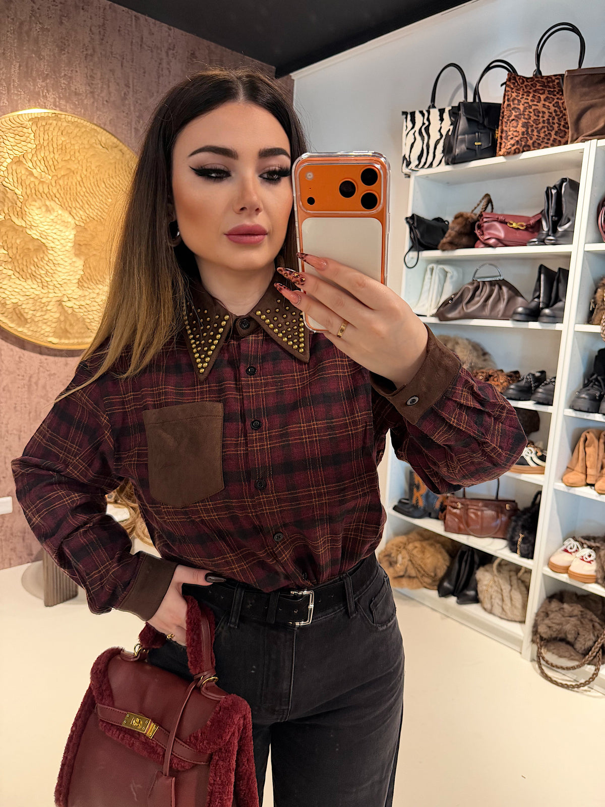 Camicia Rockwood a Quadri con Borchie