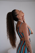 Coda #t2/30 Riccio afro con coulisse castano degradè