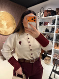 Maglioncino con cuore e dettagli bordeaux