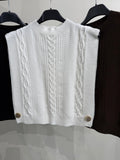 Smanicato crop a trecce con bottoni oro