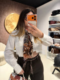 Camicia crop con tasche bianco
