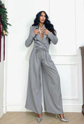 Set pantalone e giacca grigio polvere