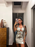 Abito silver con incroci