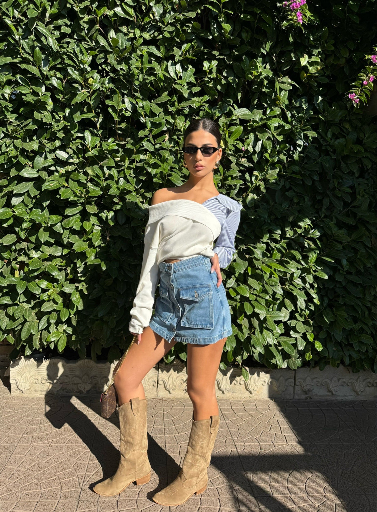 Gonna cargo in jeans con tasche