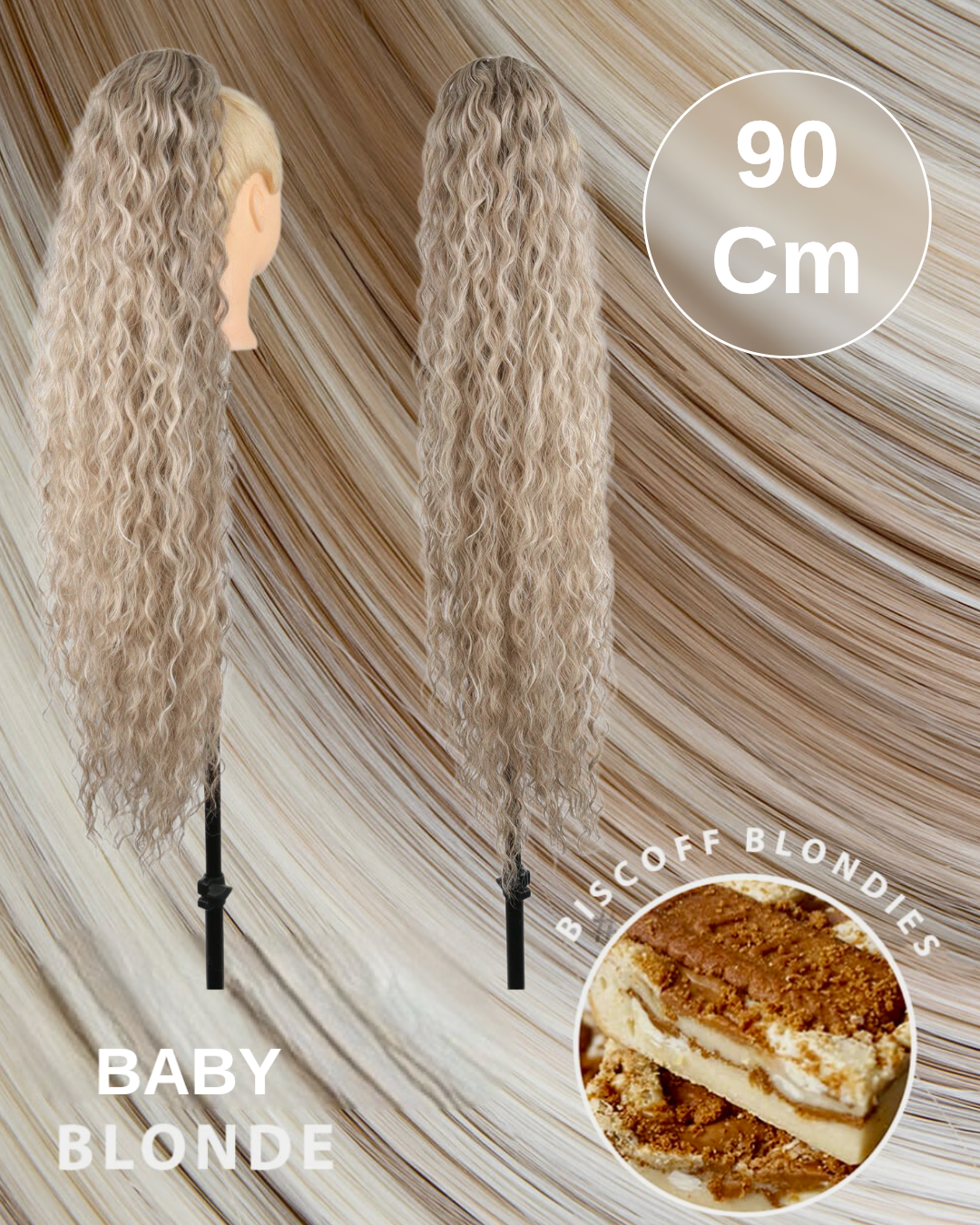 Coda baby blonde extra long 90cm Riccia con Coulisse