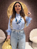 Camicia con dettaglio piume