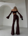 Due pezzi top e pantalone moka