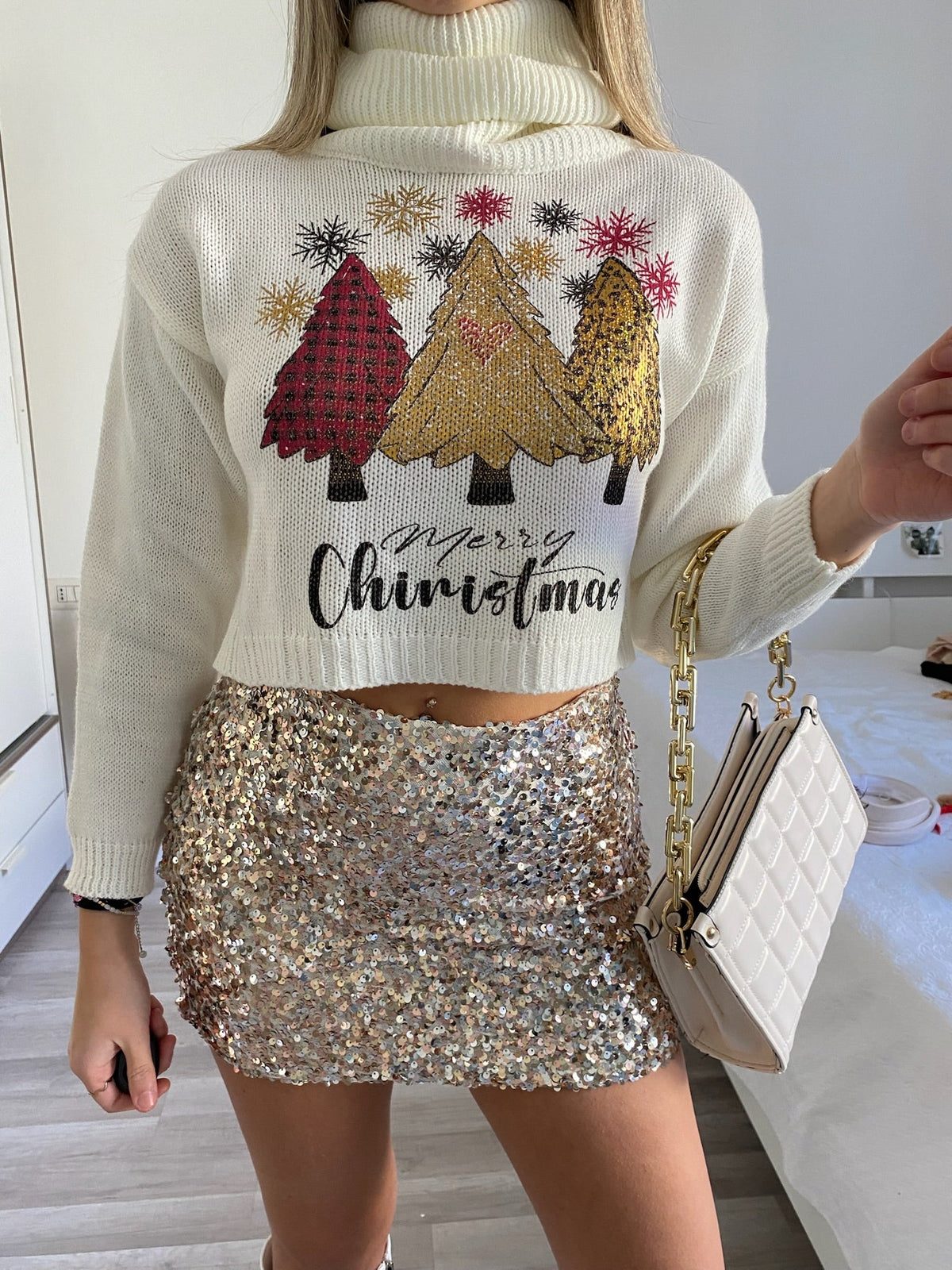 Gonna con paillettes oro