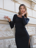 Abito lungo schiena incrociata nero