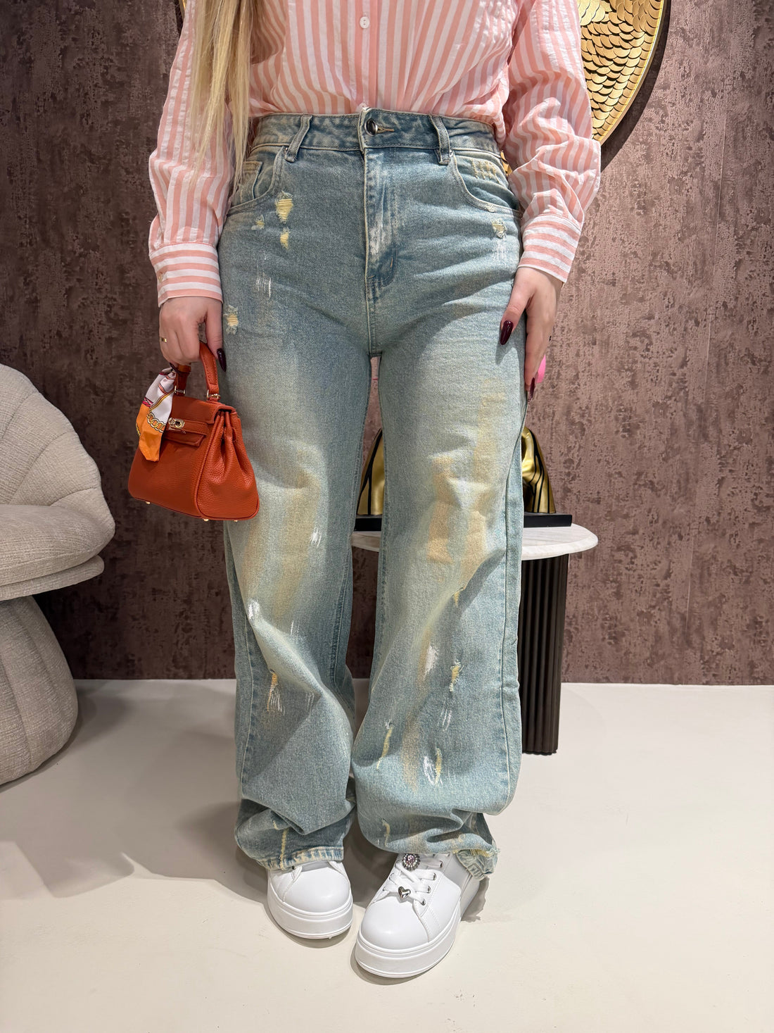 Jeans Wide Leg con strappini