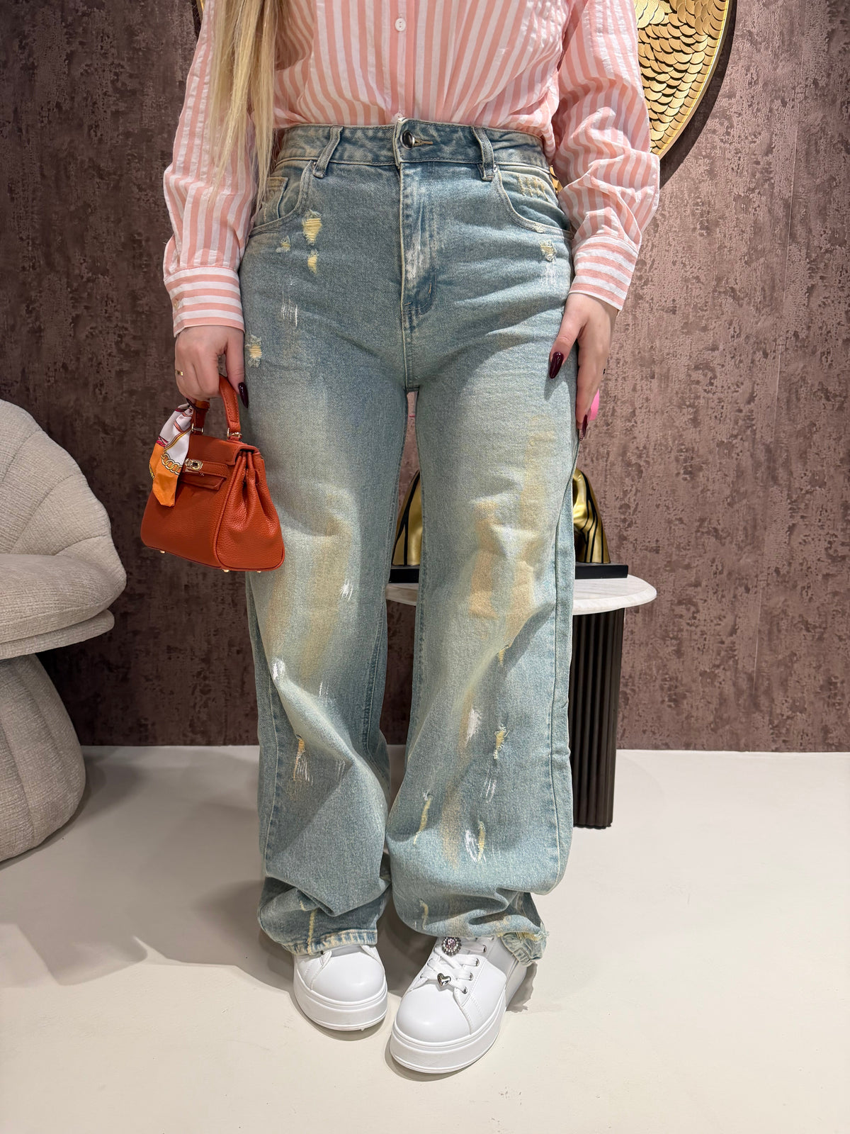 Jeans Wide Leg con strappini