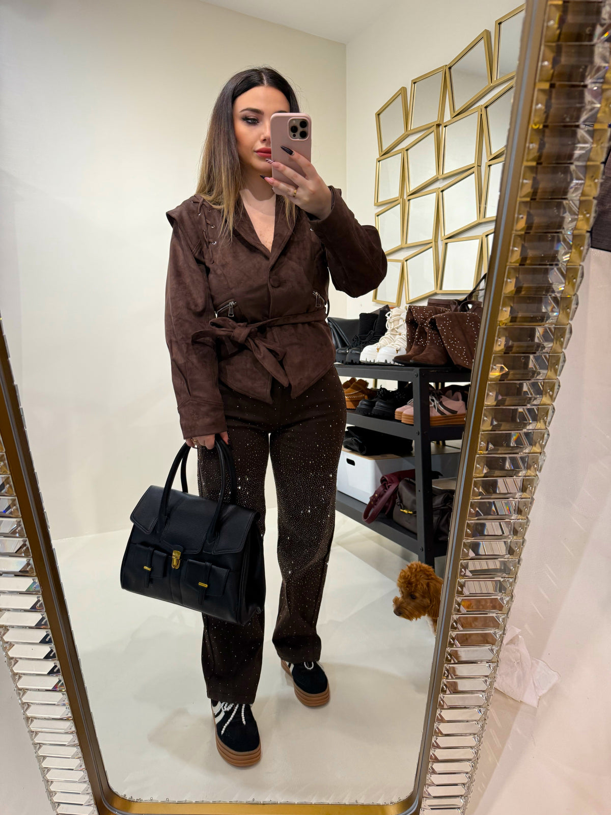 Giacca in Suede con Cintura