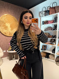Maglia Parisienne a righe con spalla sciarpa