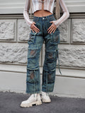 Cargo maxi con tasconi jeans macchiato