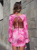 Abito Fuxia a fiori con reggiseno