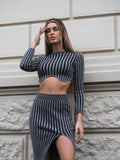 Completo due pezzi maglione e gonna grigio