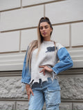 Maglione over con dettaglio in jeans