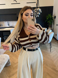 Maglione a righe marrone