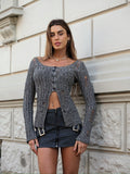 Maglione con bottoni nero/ grigio