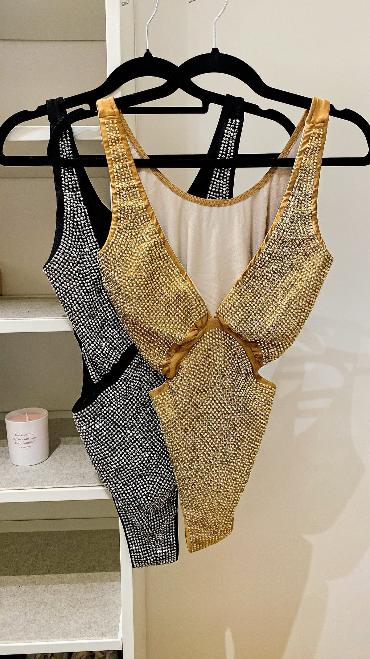 Body con strass oro