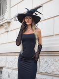 Cappello nero con piume (Strega Halloween)