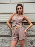 Completo smanicato e short Camel