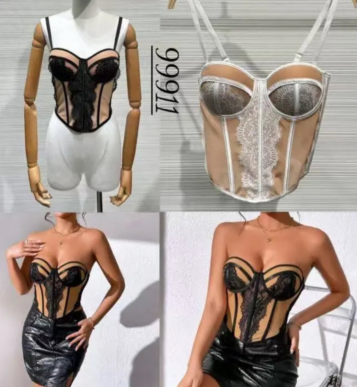 Corpetto bianco nude in pizzo