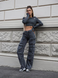 Cargo maxi con tasconi jeans grigio