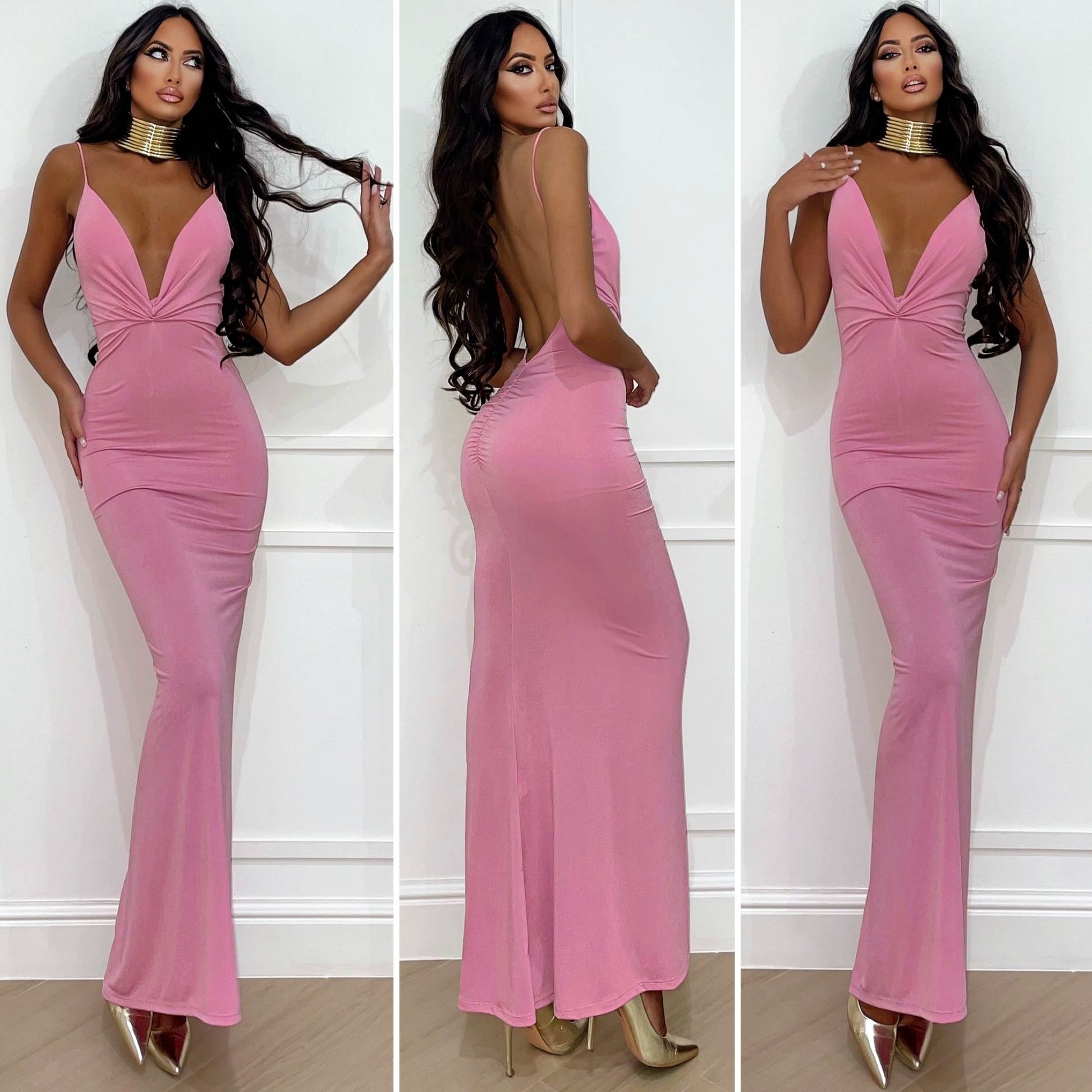 Abito lungo push up rosa