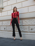 Body con trasparenza e glitter rosso