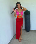 Bikini due pezzi con sole arancio