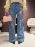 Jeans Blue Denim con Fiocchetti Ricamati