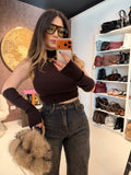 Top a Collo Alto con Manicotti Coordinati
