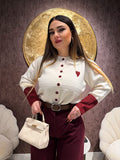 Maglioncino con cuore e dettagli bordeaux
