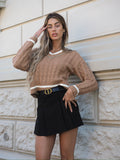 Maglione Camel con scollo e strass