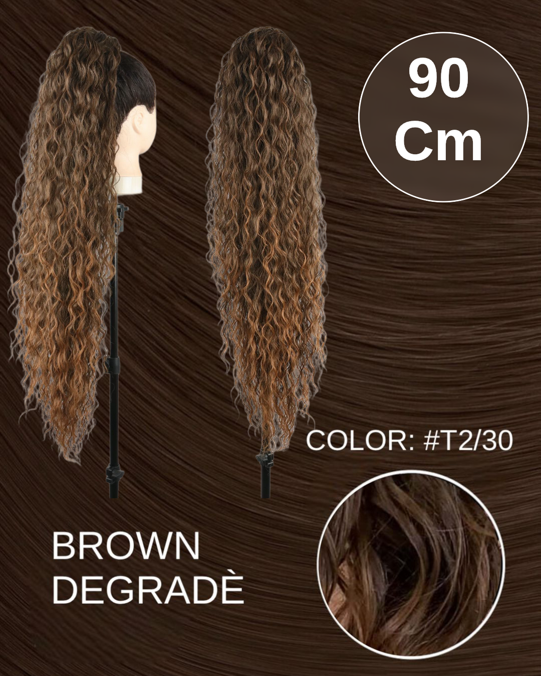 Coda #T1b/30 riccia con Coulisse Castano Degradè 90cm