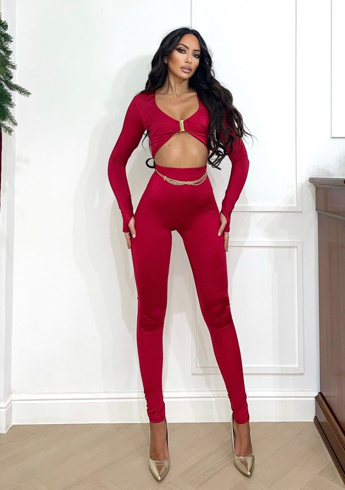 Completo top e pantalone rosso