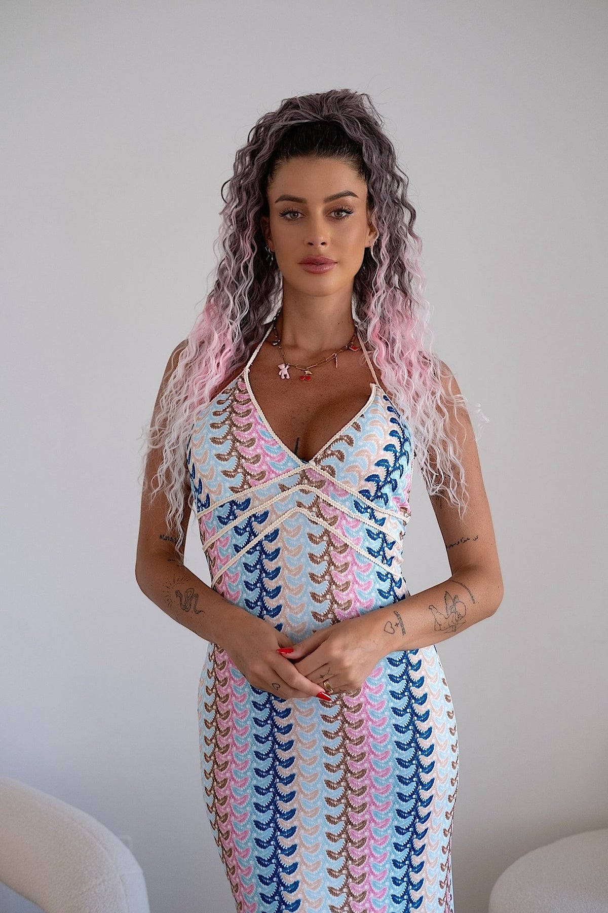 Coda #T-PINK riccia con Coulisse Rosa Degradè