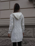 Cardigan bianco a trecce