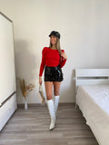 Maglioncino rosso spalline bombate