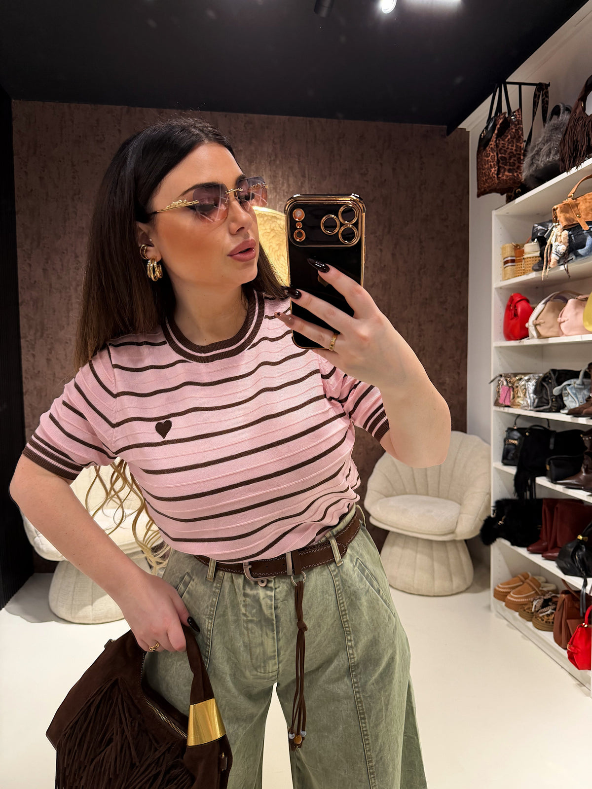 Maglia Knit Stripes Heart
