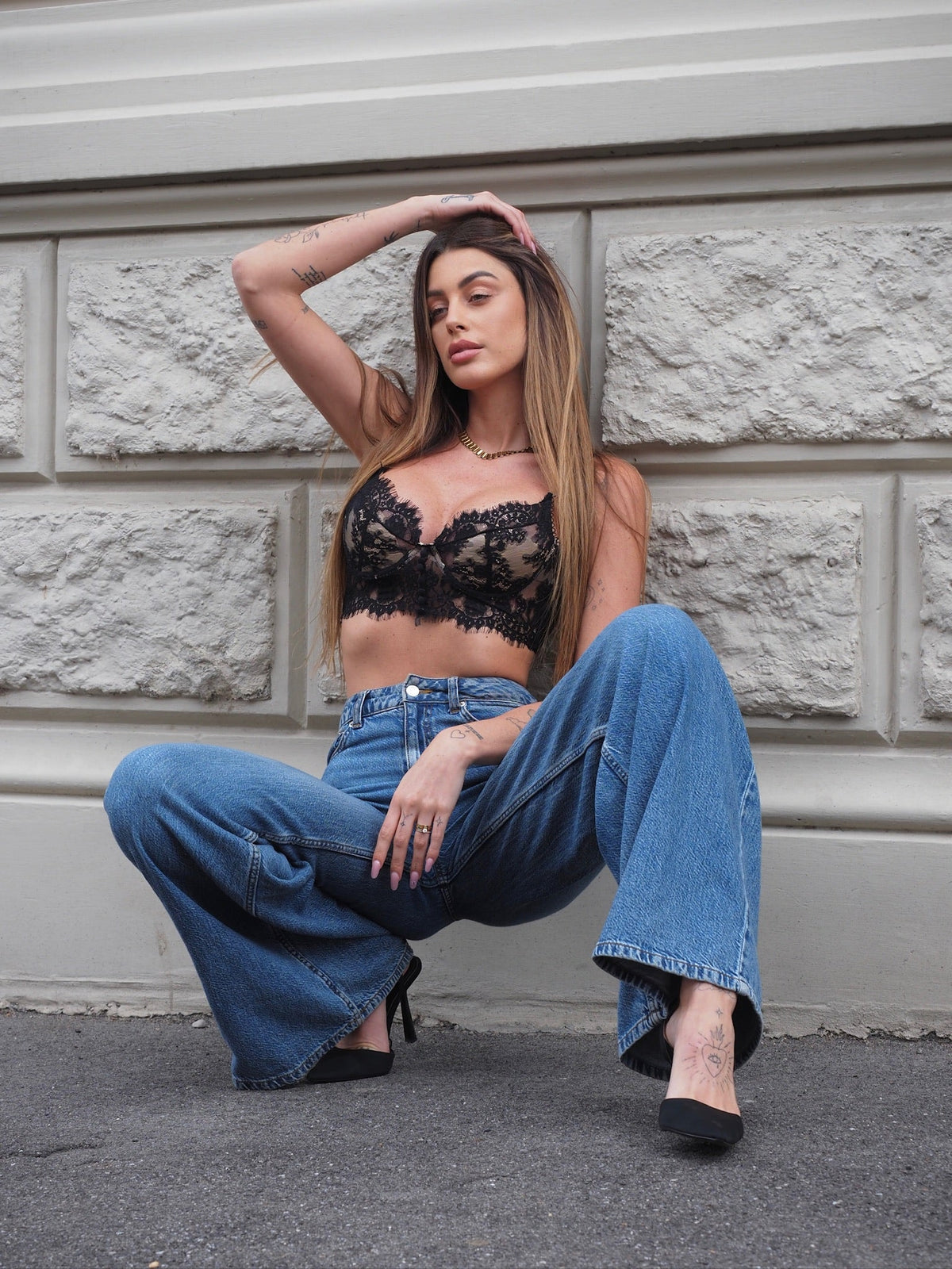 Bralette in pizzo nera