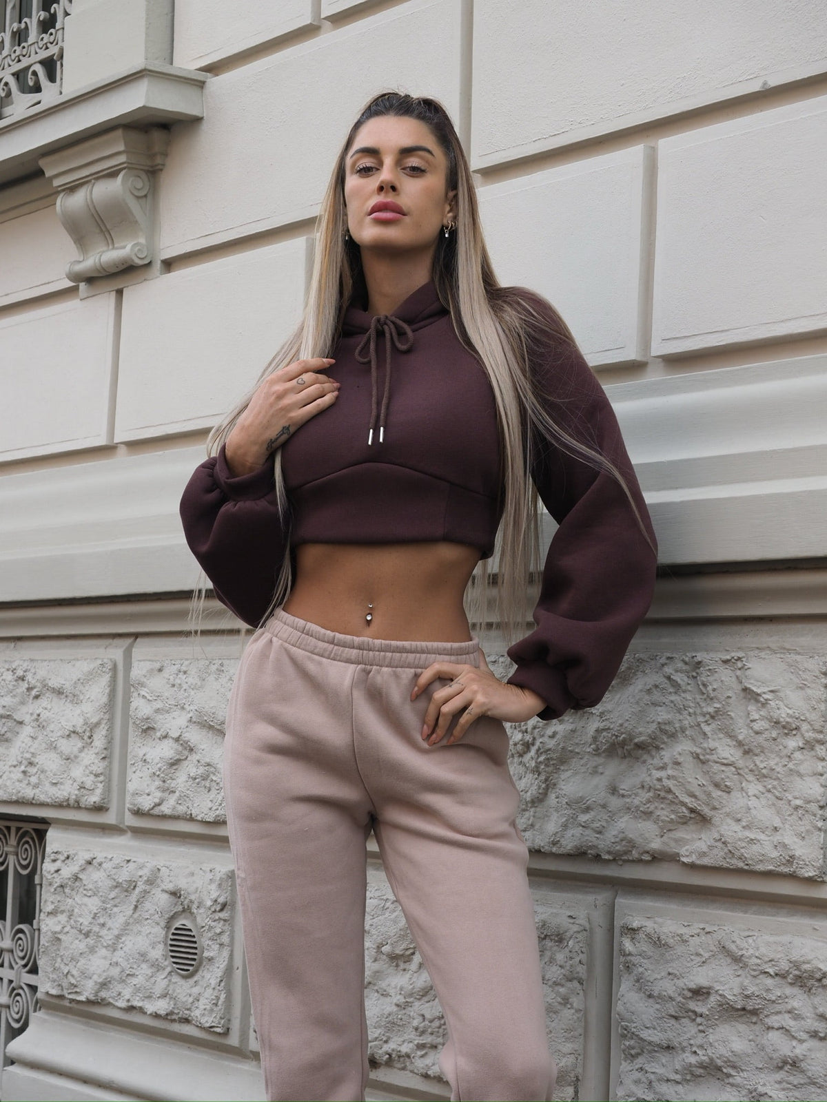 Felpa crop choco con lacci