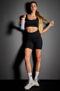 Completo fitness top e short sportivo nero