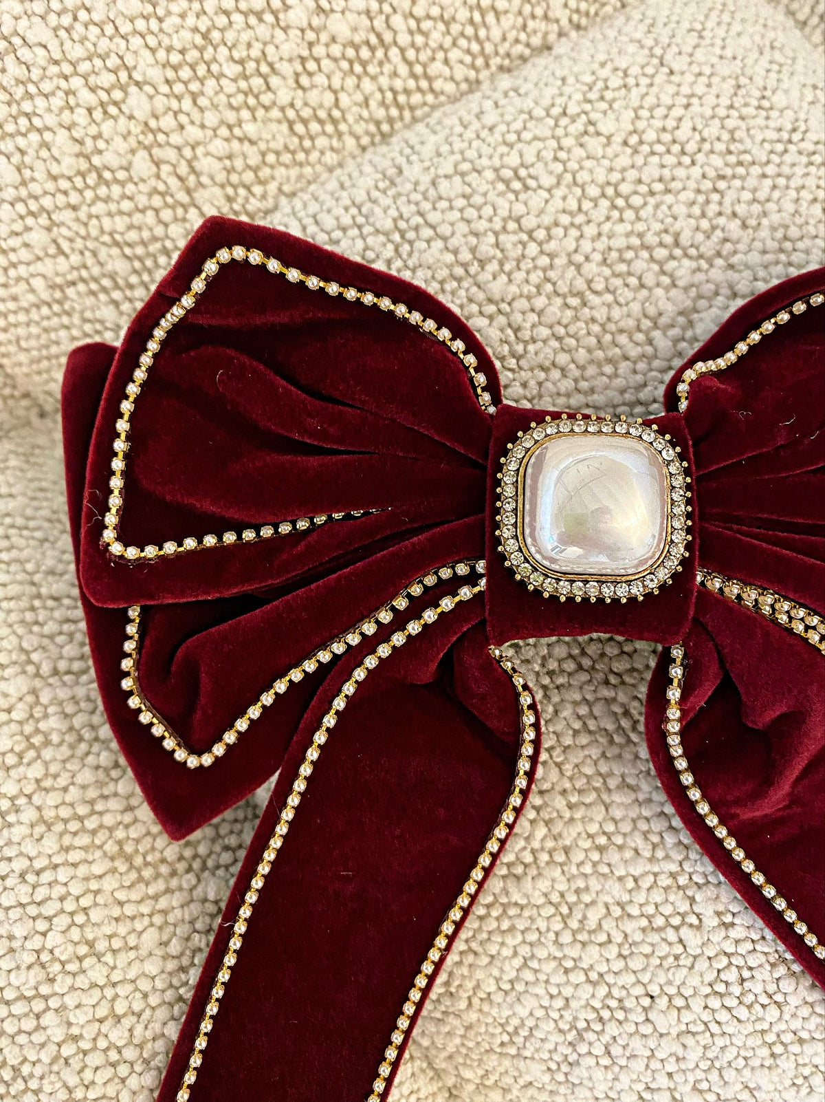 Fiocco per capelli con perla e strass