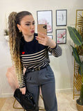 Pull a righe con cuore rosso