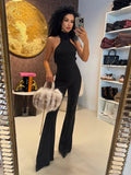 Tuta choker schiena aperta nero