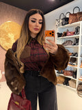 Giacca Pelliccia Elegance bordeaux e marrone