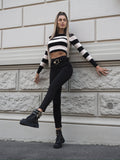 Pantalone nero con cintura oro