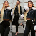 Giaccone in jeans con pelo
